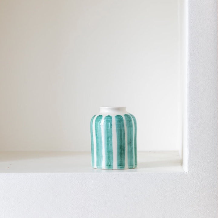 Flowrette soliflore rayé vase céramique vert d’eau