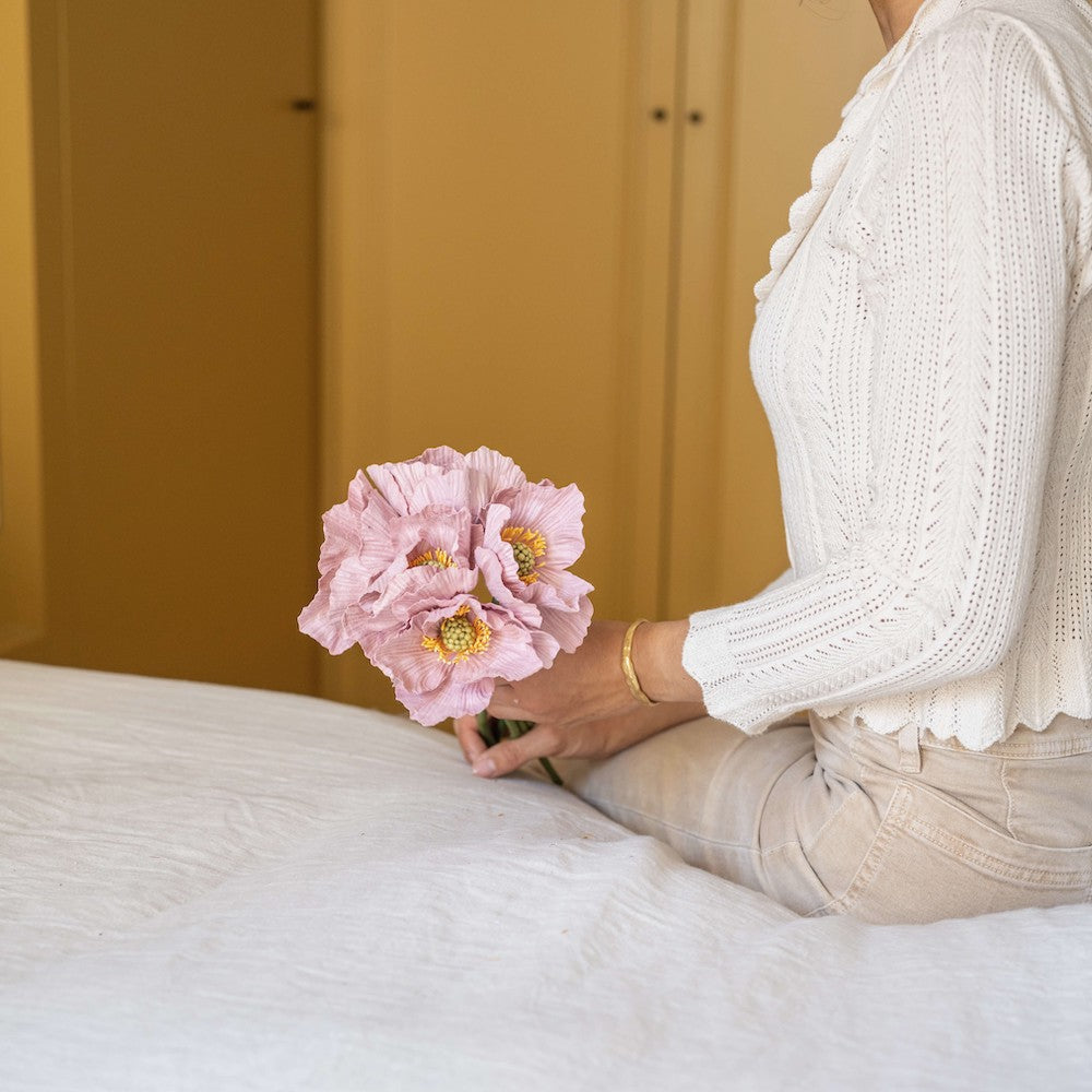Flowrette Pavot fleur papier rose clair lot 3 tiges durables