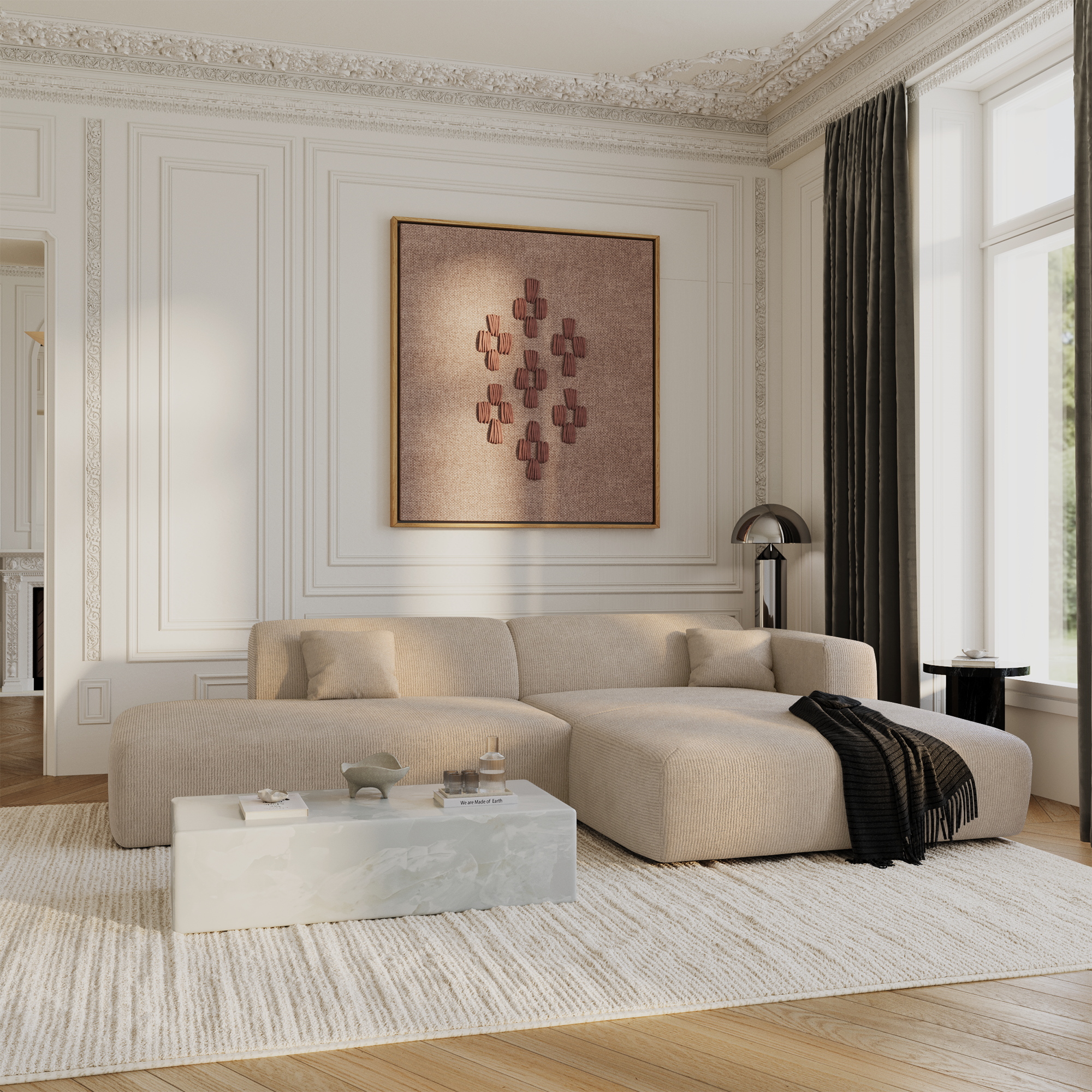 Sia Home Myra canapé angle droit crème beige 5 places