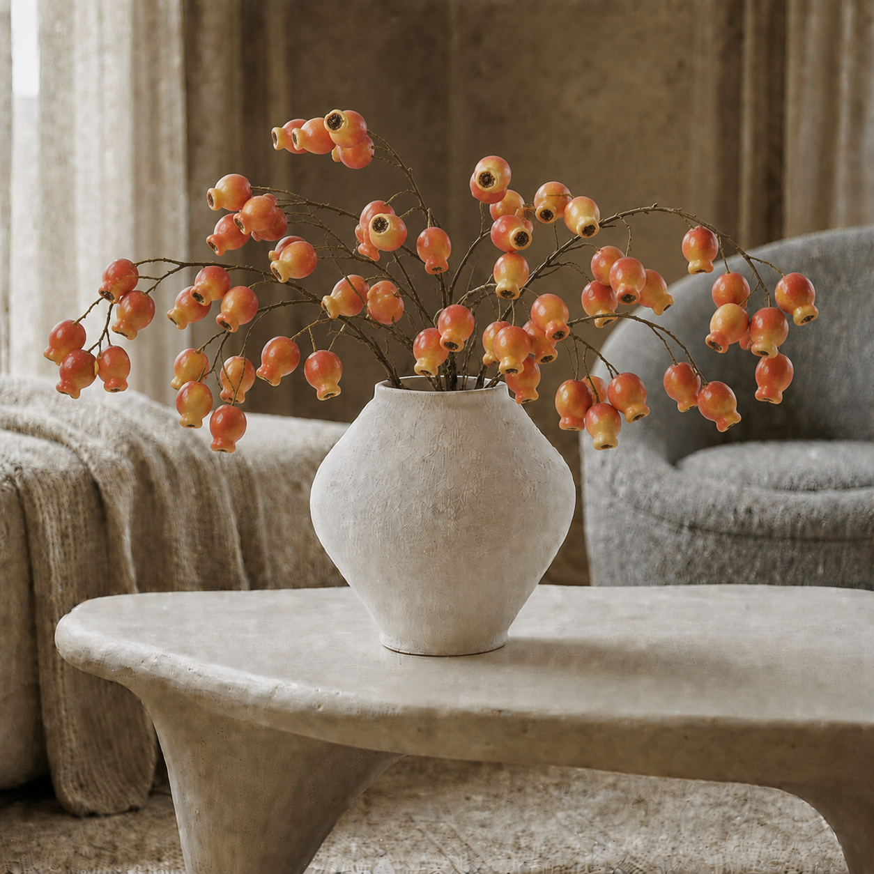 Sia Home Églantier 64 cm branche artificielle orange
