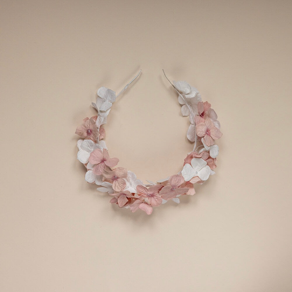 Flowrette Serre tête papier blanc rose M accessoire mariage