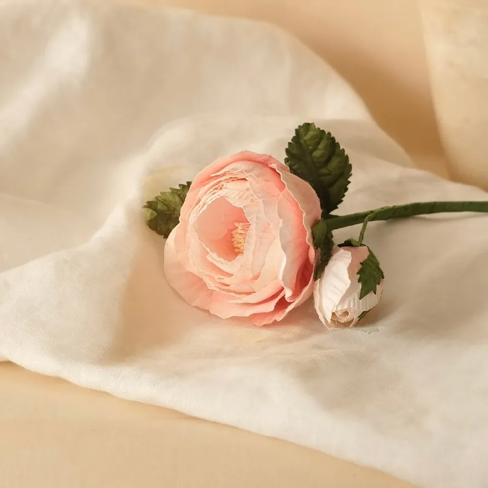 Flowrette Fleurs en papier rose Queen pêche clair x1