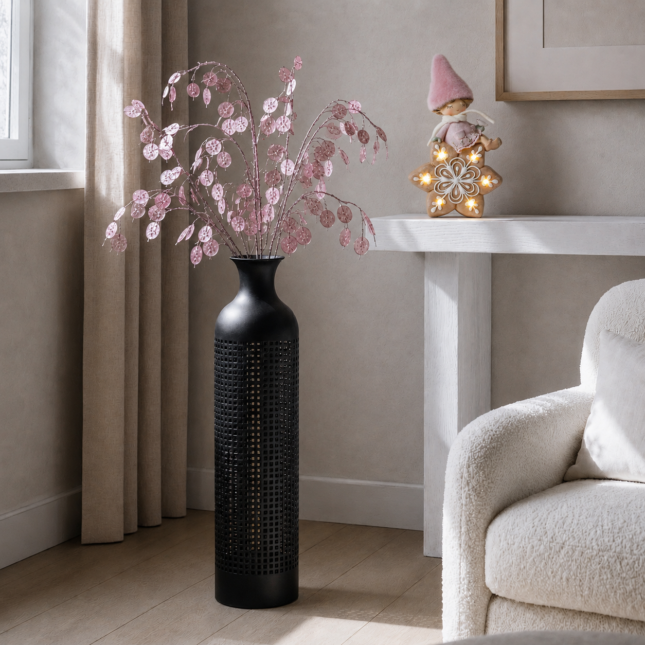Sia Home Lunaria feuillage artificiel rose 116 cm