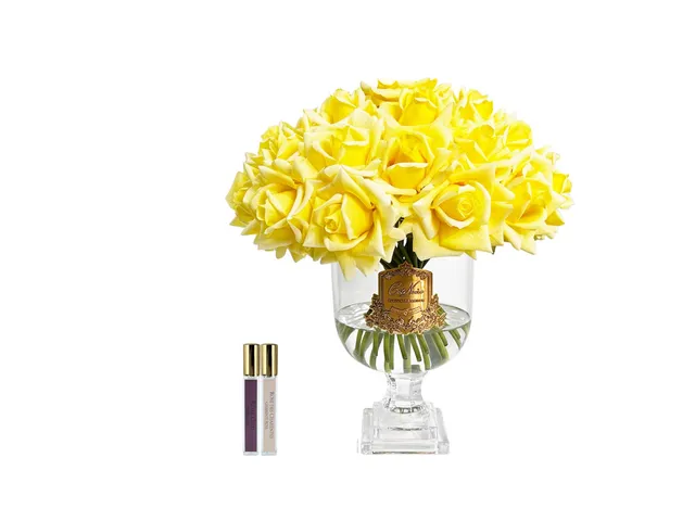 Côte Noire Versailles VRB08 bouquet roses jaunes 31 tiges badge doré