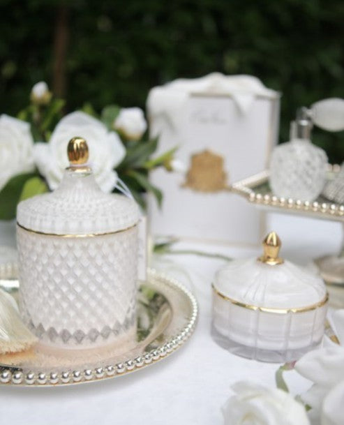 Côte Noire Art Deco GML45007 bougie jasmin 600g blanc or