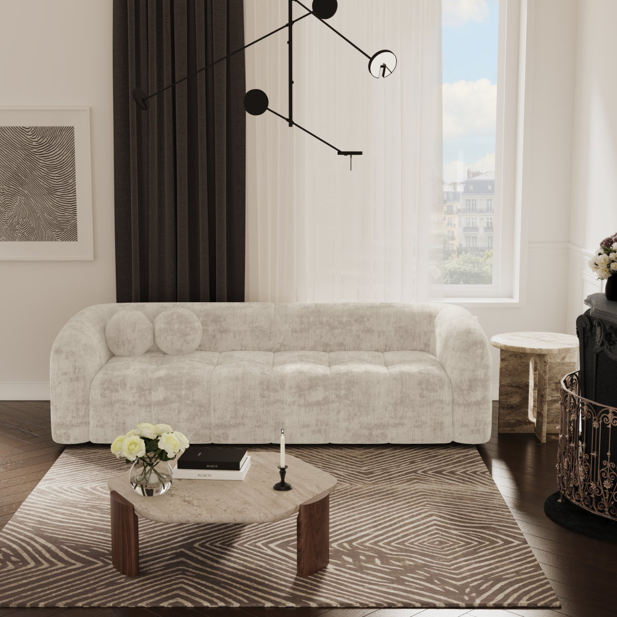 Sia Home Haussmann Canapé crème courbes arrondies
