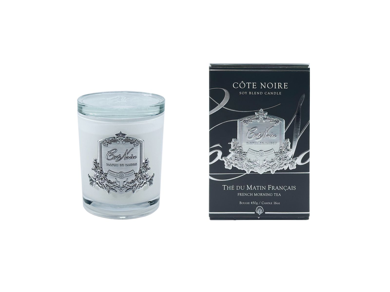 Côte Noire Soy Blend Candles French Morning Tea bougie 450g blanche