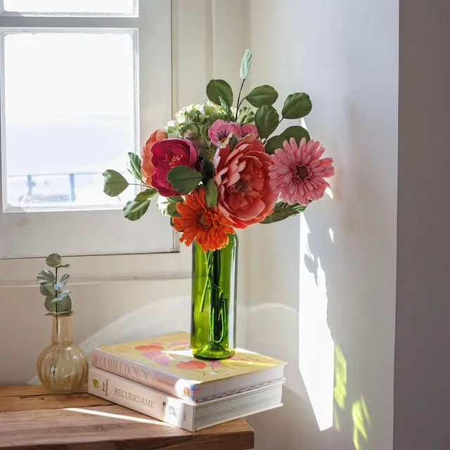 Flowrette Goya bouquet fleurs en papier pivoine gerbera orange rose