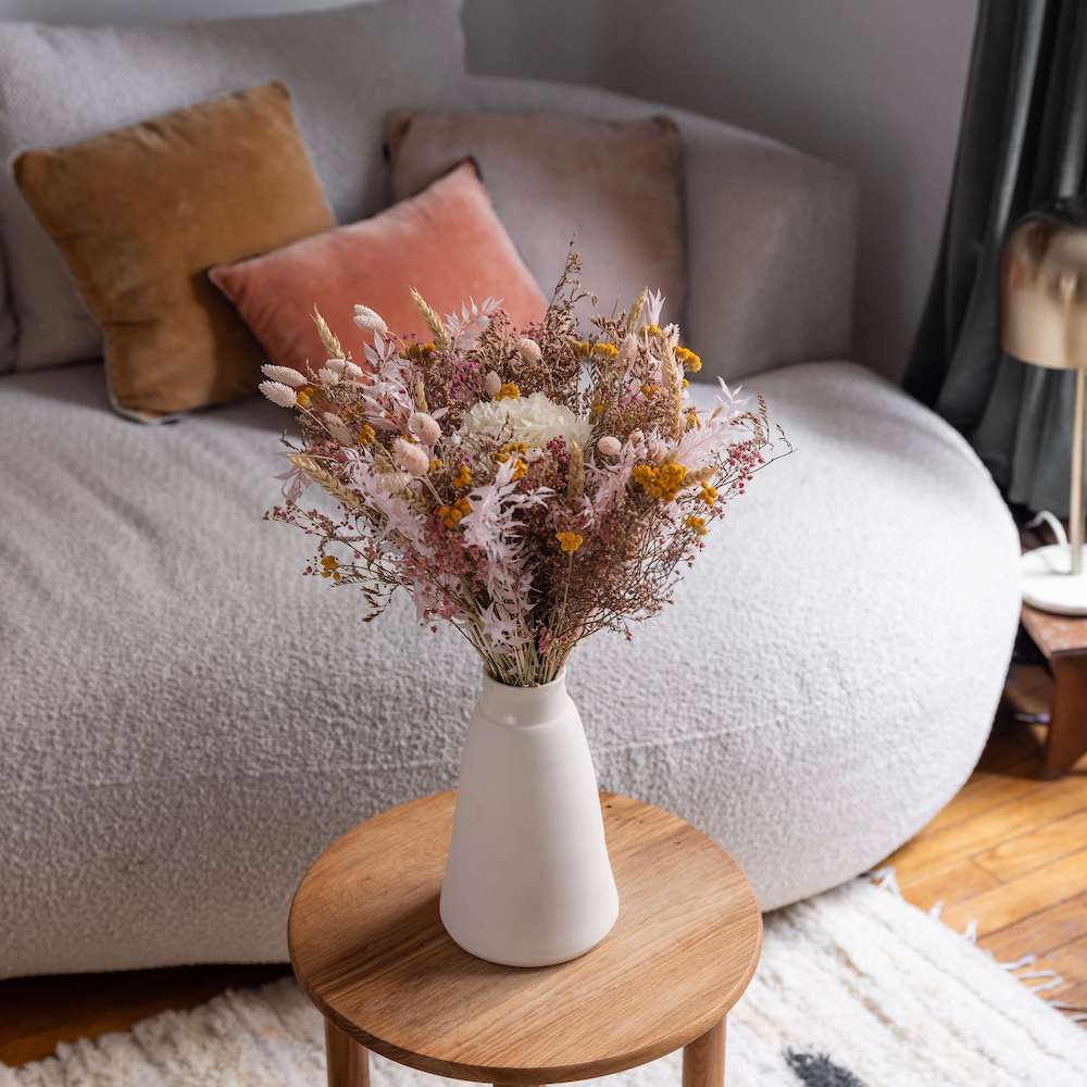 Flowrette Lucien bouquet fleurs séchées taille M rose champêtre