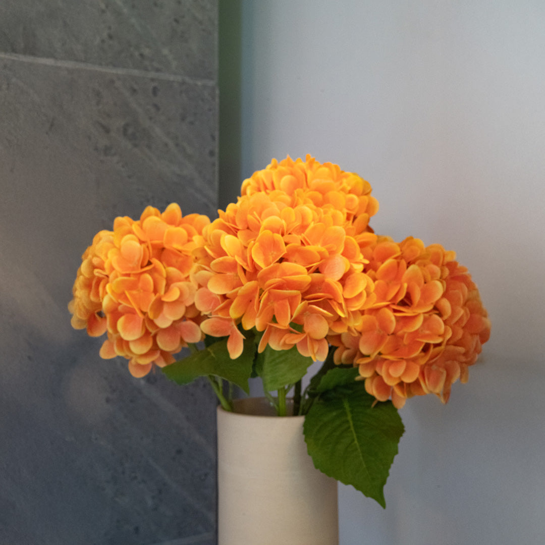 Flowrette Hortensia orange x1 fleur artificielle Real Touch