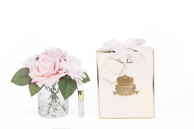 Côte Noire Herringbone roses mixed pink vase clear HCF08
