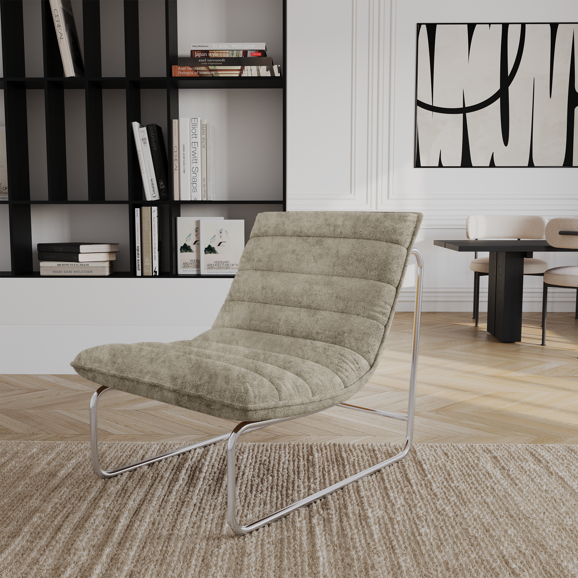 Sia Home Vinty fauteuil écru matelassé vintage salon