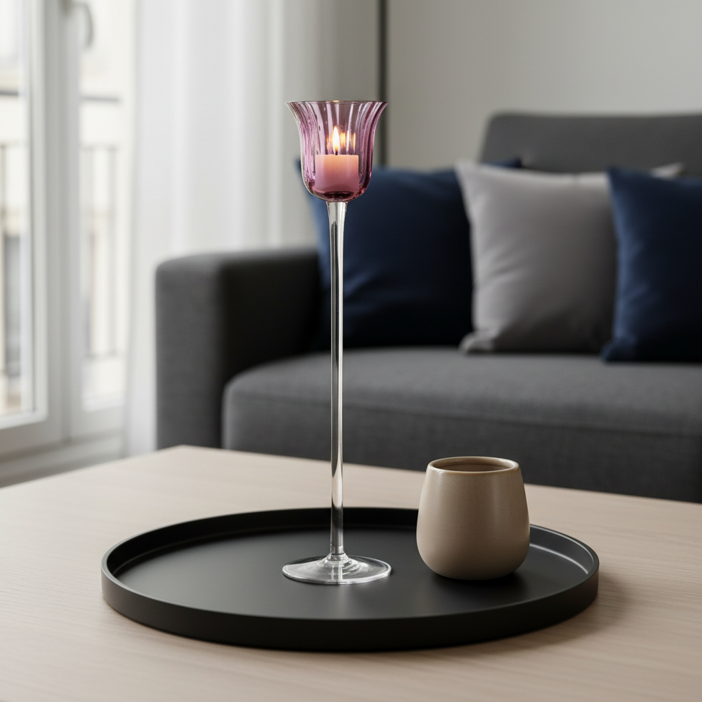 Sia Home Fairy photophore verre 35 cm mauve