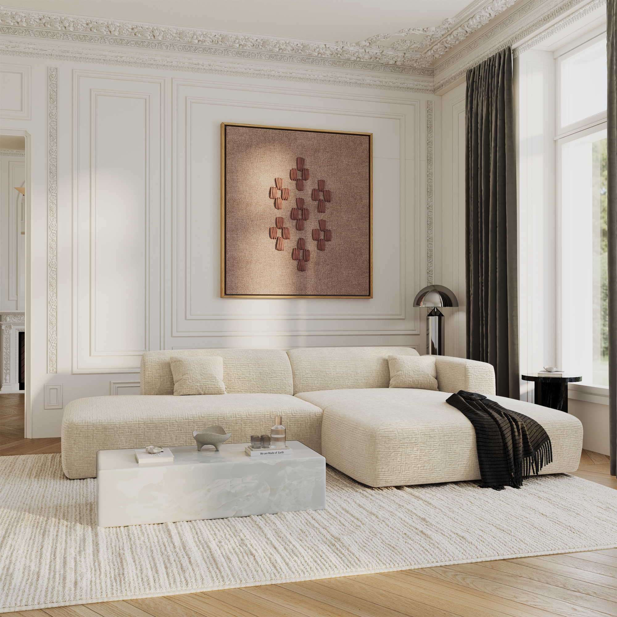 Sia Home Myra Canapé angle droit ouvert crème
