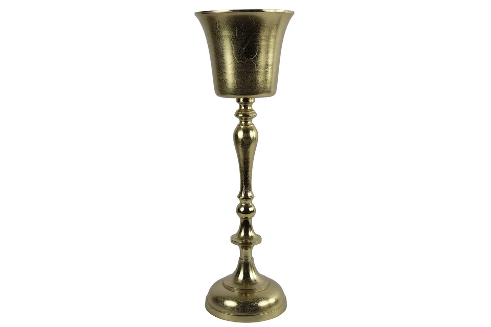 Feuillazur Rungis Vase doré sur pied vase déco 26x26x83cm