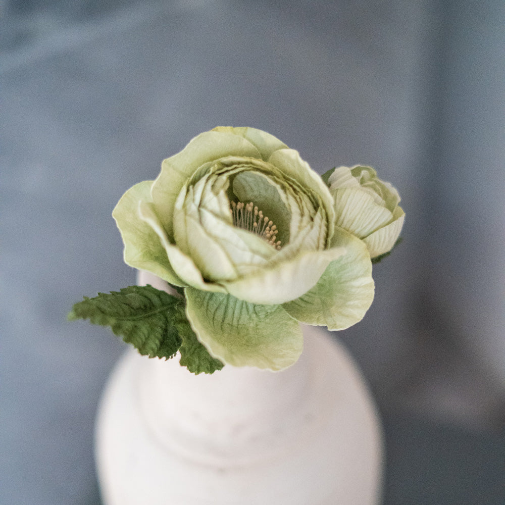 Flowrette Rose queen fleur papier vert tendre x1