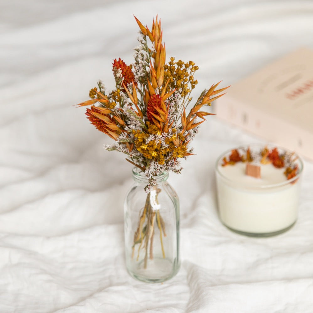 Flowrette Décoration Coffret Épistolaire ivoire bouquet bougie