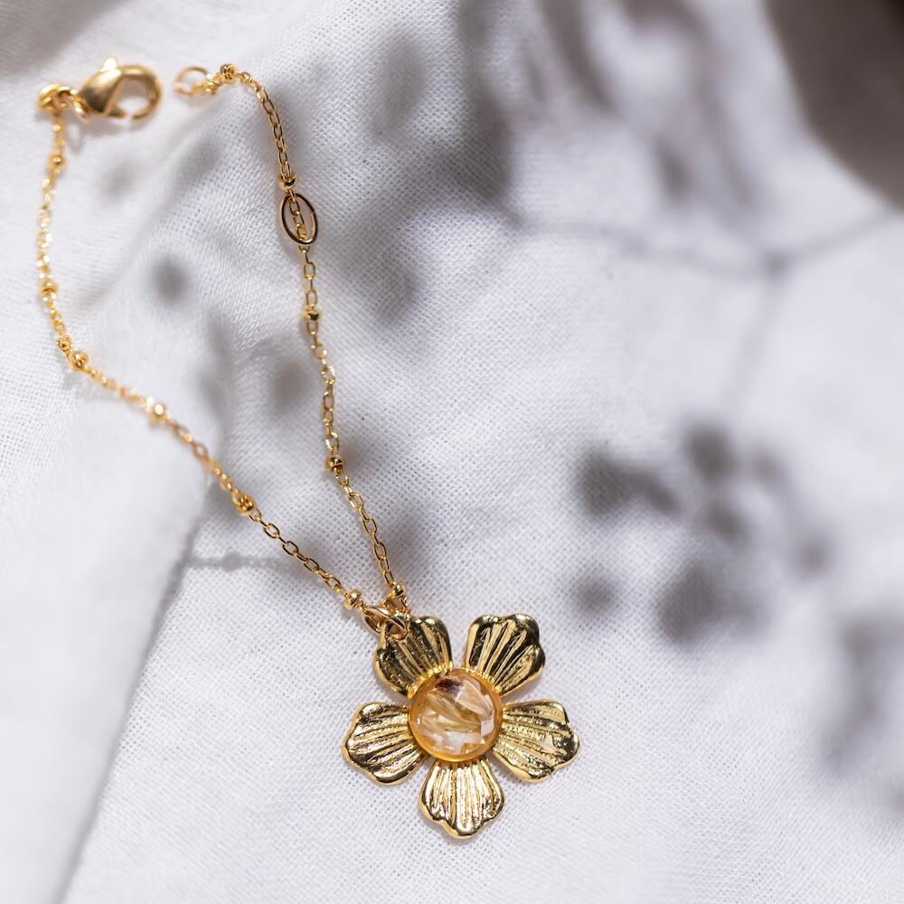 Flowrette Daisy bracelet fleurs séchées doré