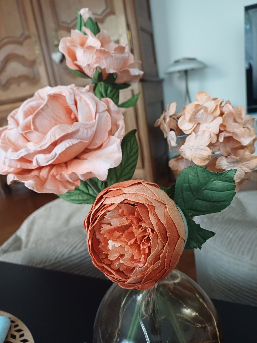 Flowrette Rose Caroline fleur papier abricot à l'unité
