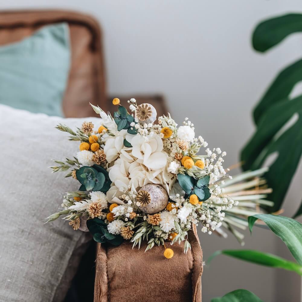 Flowrette Gaspard bouquet fleurs séchées eucalyptus taille M