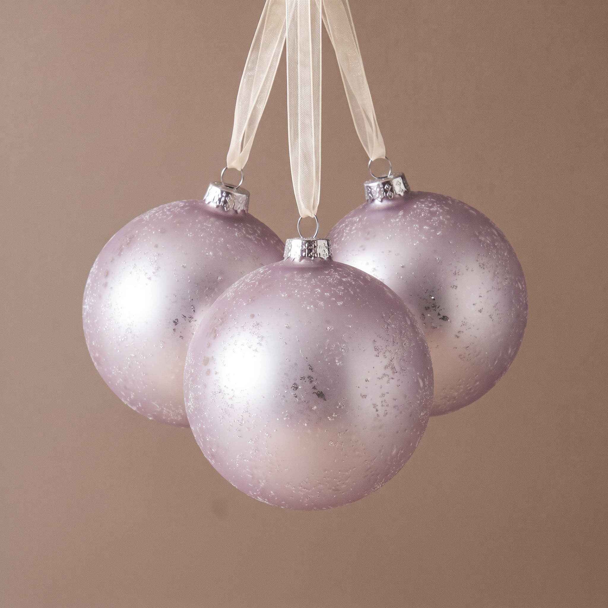 Sia Home Boule Noël Pailletée Mat 10 cm gris violet