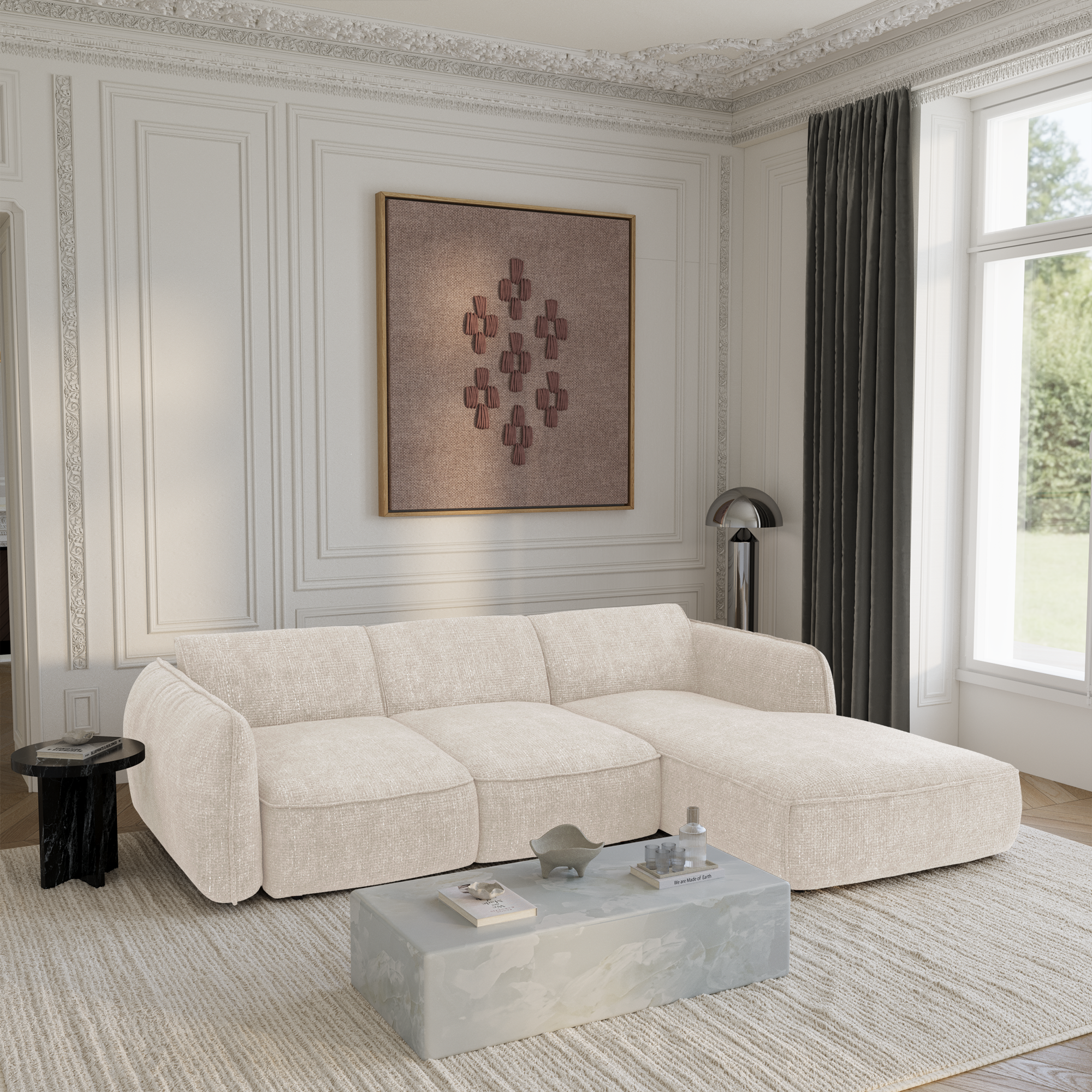 Sia Home Livia canapé angle droit crème convertible