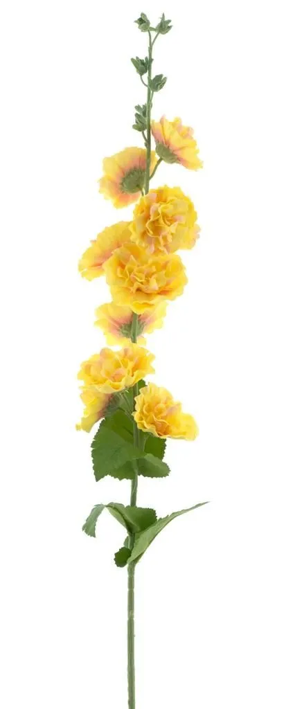 Feuillazur Rungis Rose Trémière fleur artificielle jaune