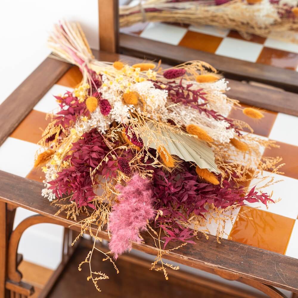 Flowrette Nature bouquet fleurs séchées terracotta bordeaux