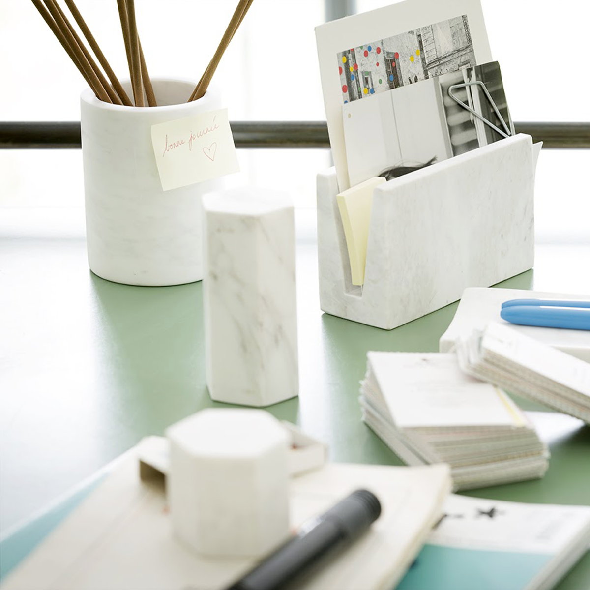 Sia Home Office presse-papiers marbre blanc 5 cm