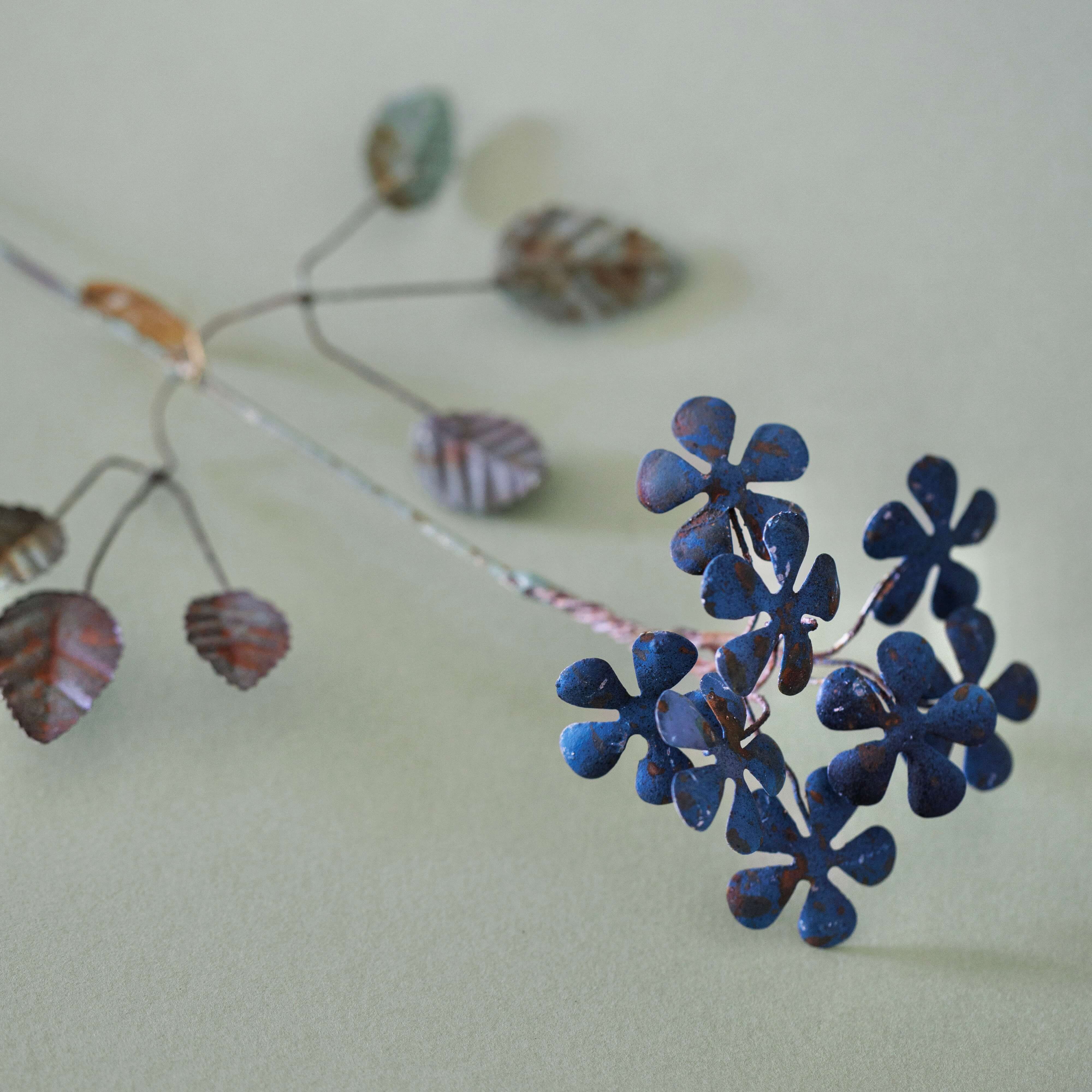 Flowrette Décoration Kalika fleur laiton bleue artisanale