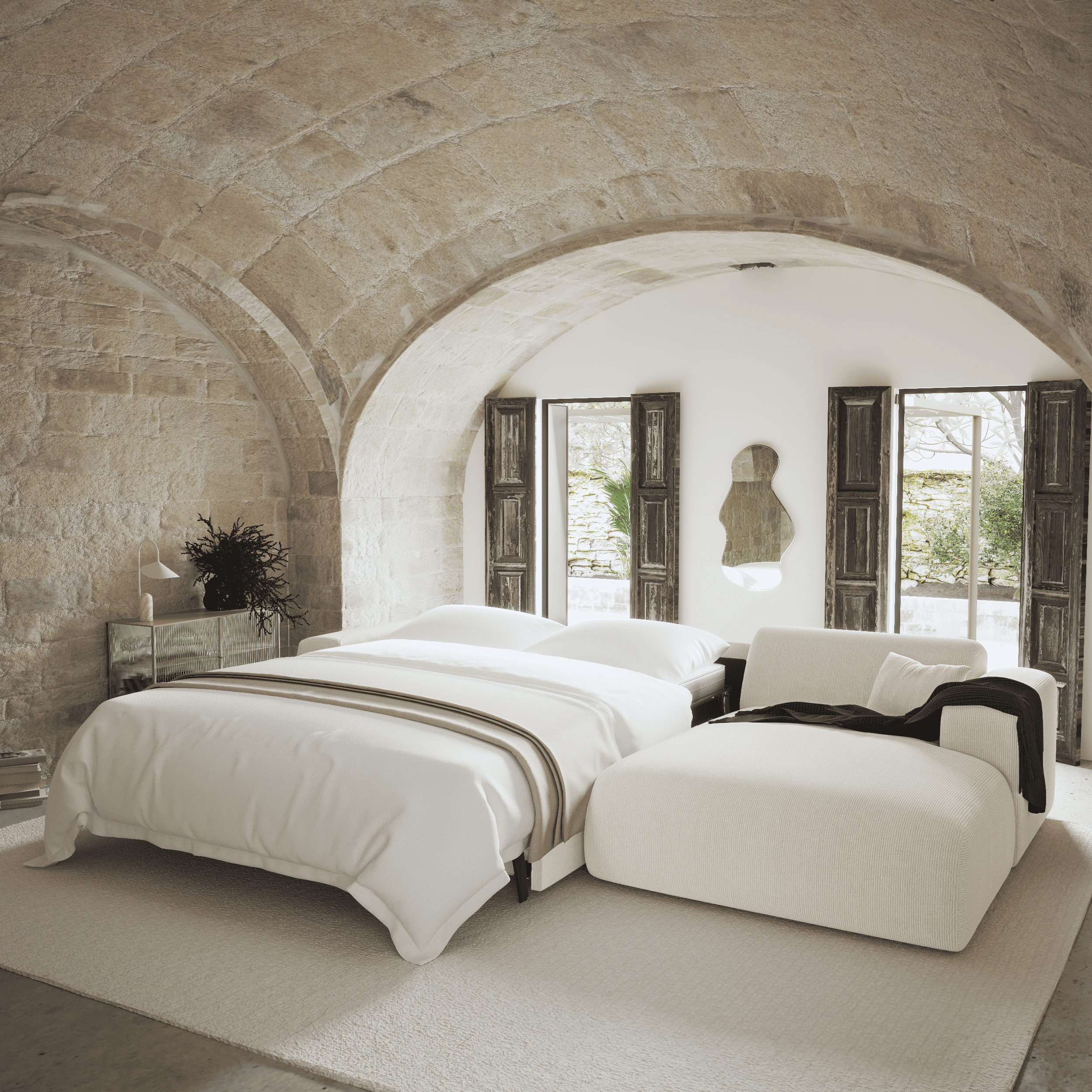 Sia Home Myra canapé convertible angle droit crème