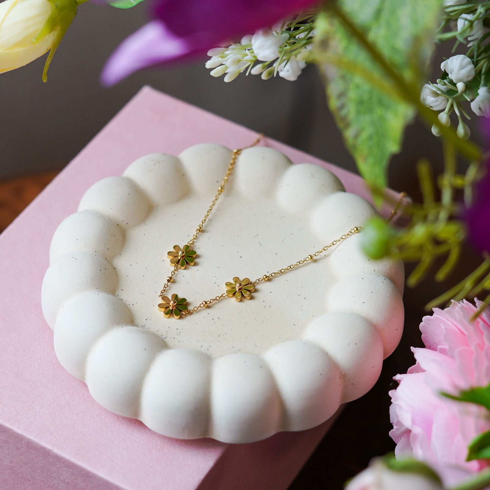 Flowrette Collier Marguerite bijou doré fleur