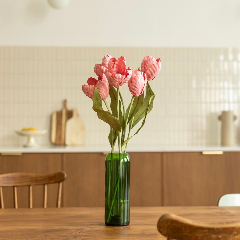 Flowrette Tulipe rose fleur en papier tige x1