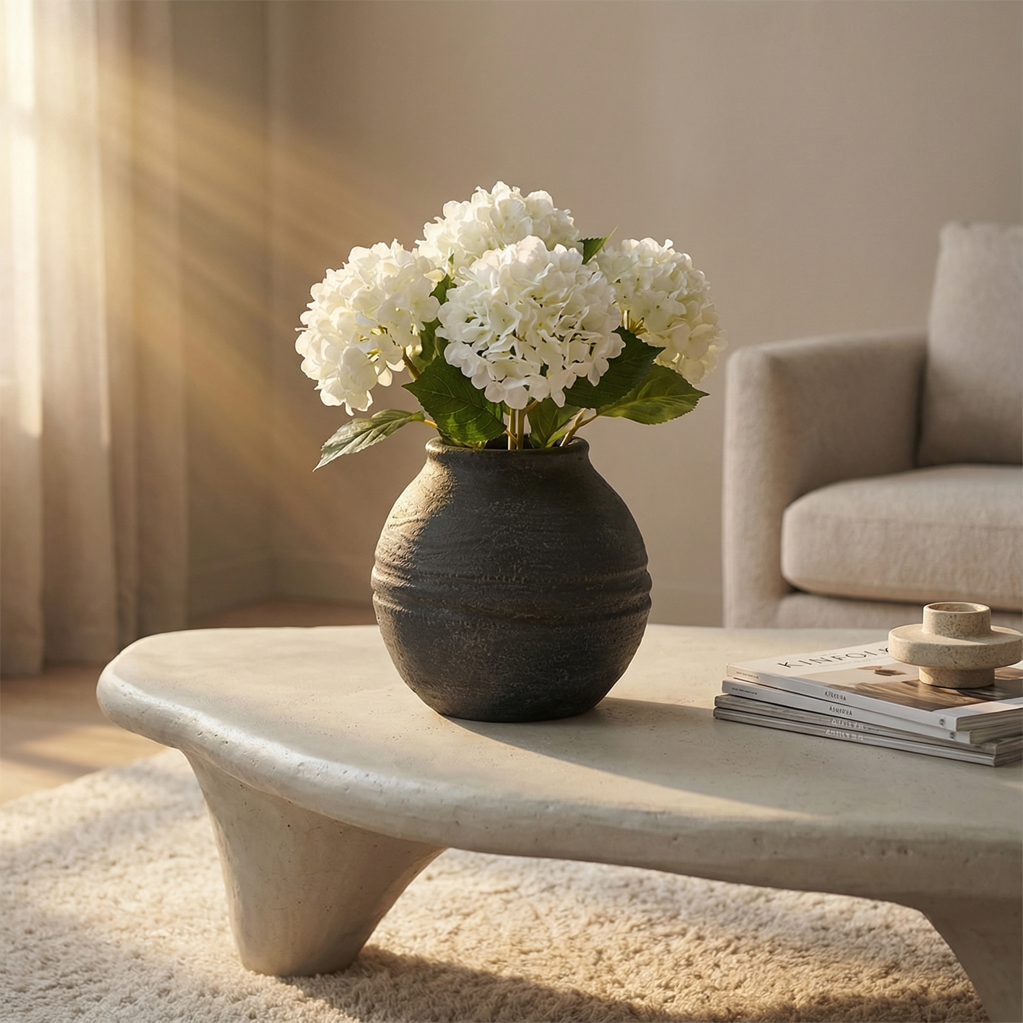 Sia Home Elvea 21 cm vase résine noir texturé