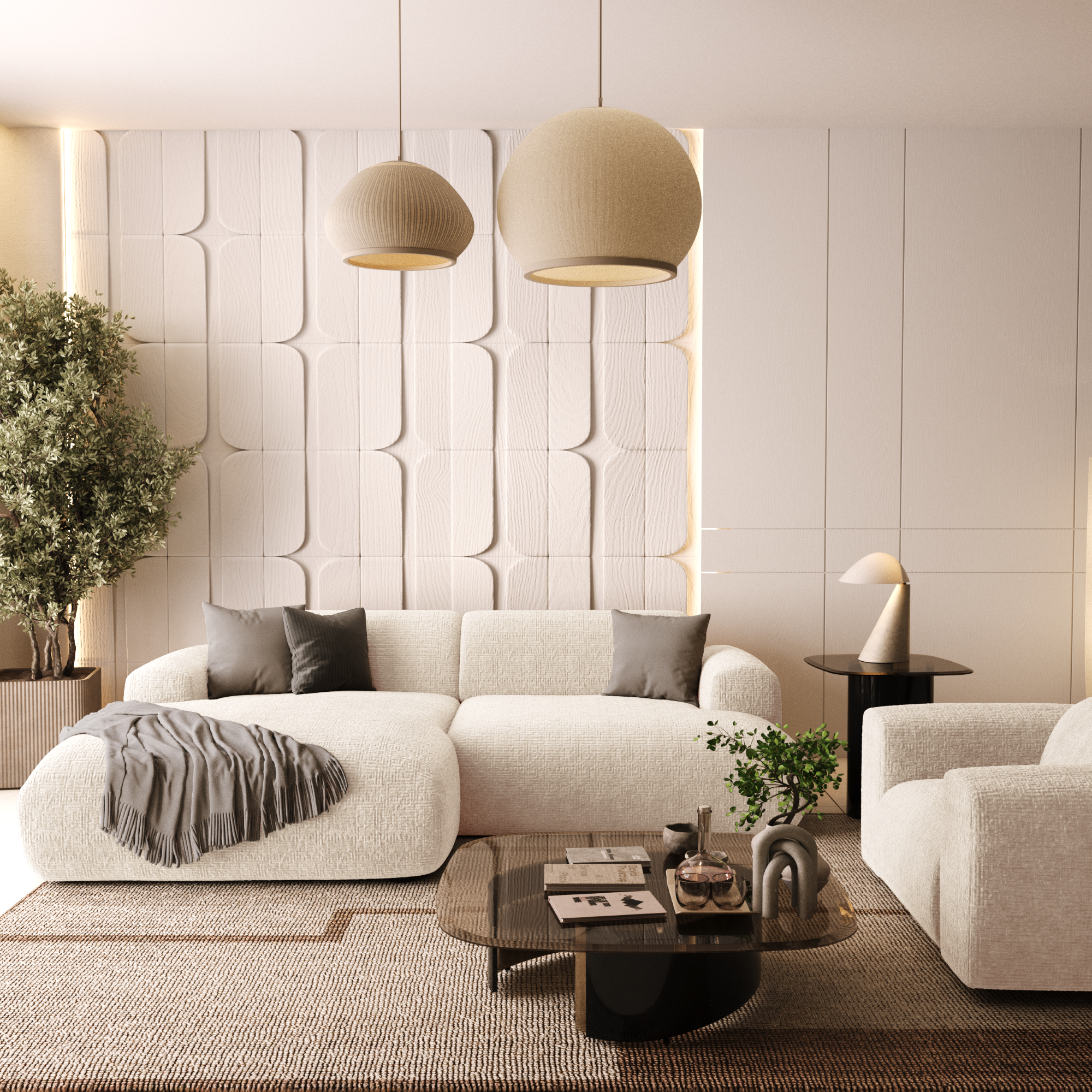Sia Home Myra Canapé d'angle gauche 5 places crème