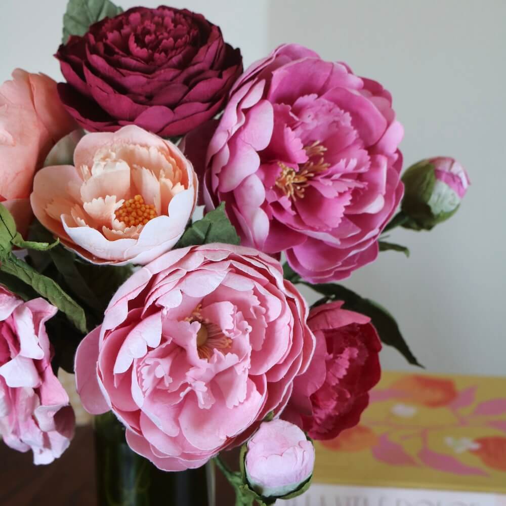 Flowrette Fleurs en papier Bouquet pivoines rose pêche