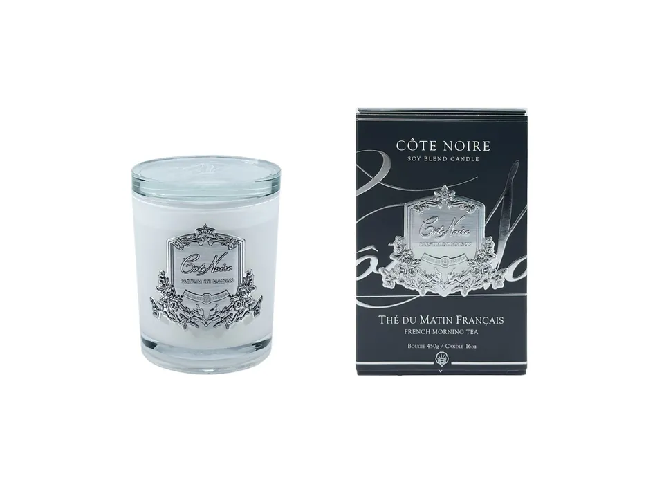 Côte Noire Soy Blend Candles French Morning Tea bougie 450g blanche