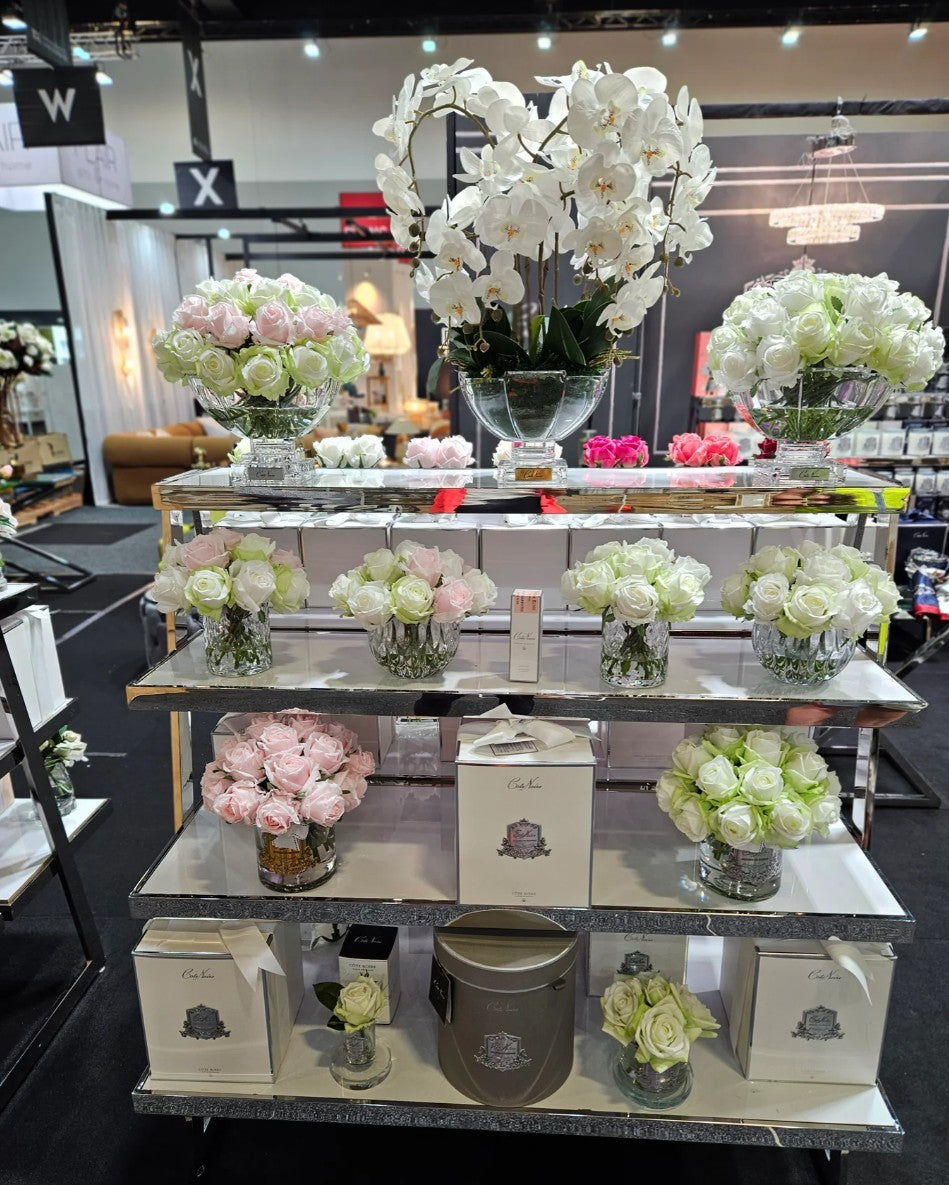 Côte Noire Herringbone Flowers HCF13 roses rose vert blanc