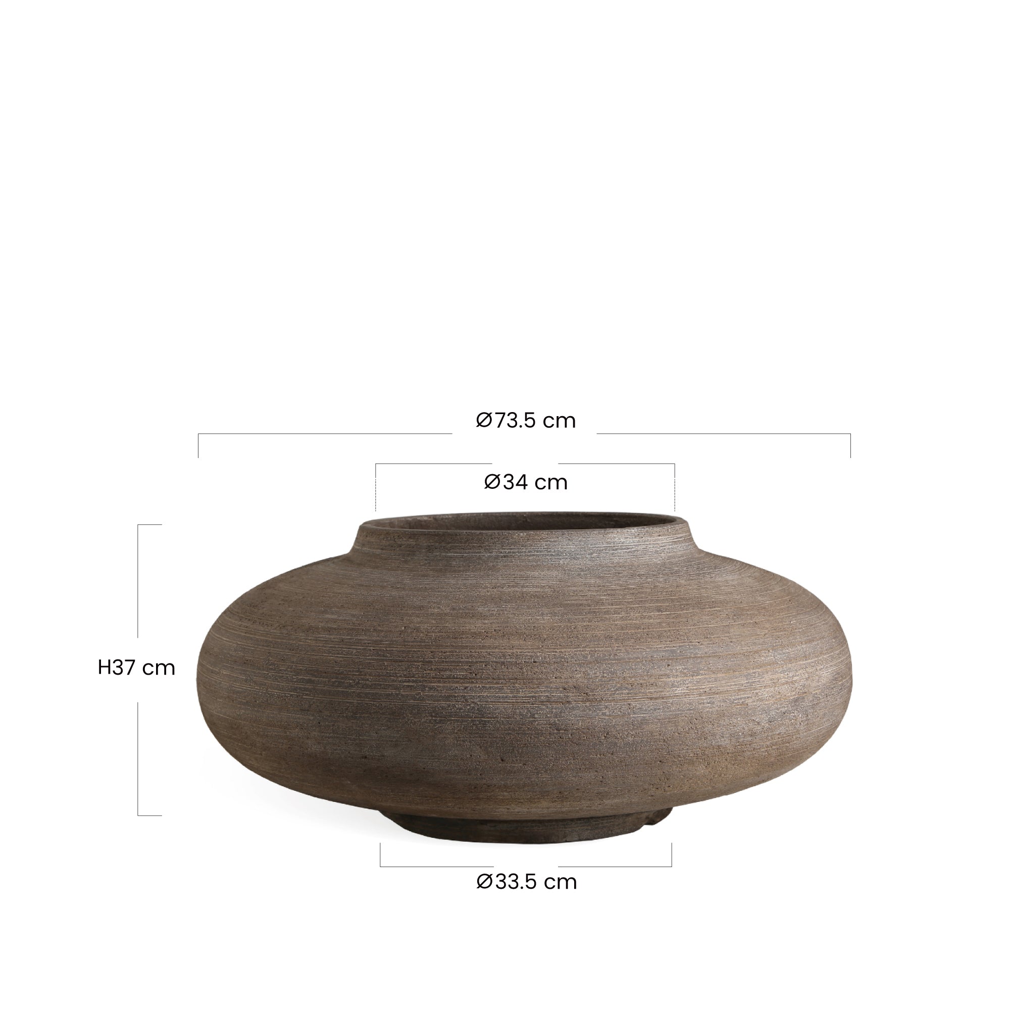 Sia Home Zen Cache-Pot 37 cm Marron Foncé Fibre Ciment