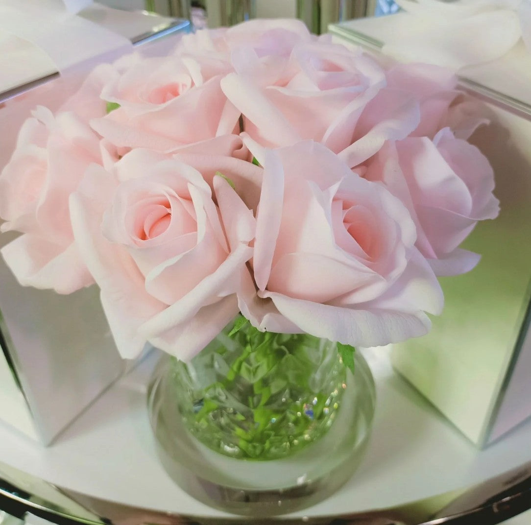 Côte Noire Herringbone HCF23 rose artificielle rose pâle vase verre