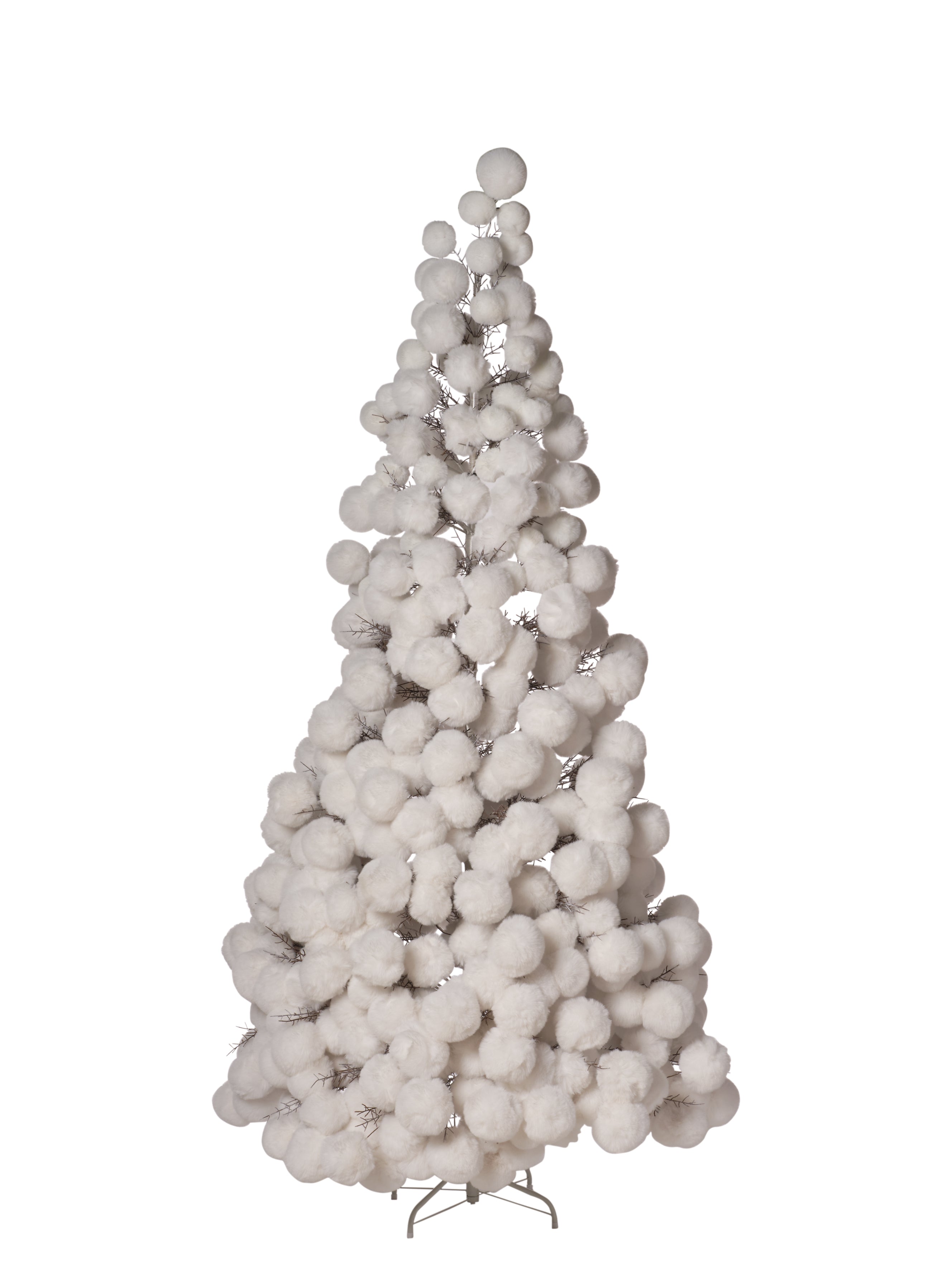 Feuillazur Sapin boule peluche artificiel blanc 150 cm