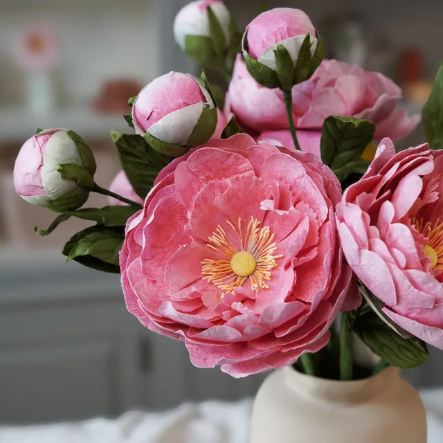 Flowrette Fleurs en papier grande pivoine rose foncé x1