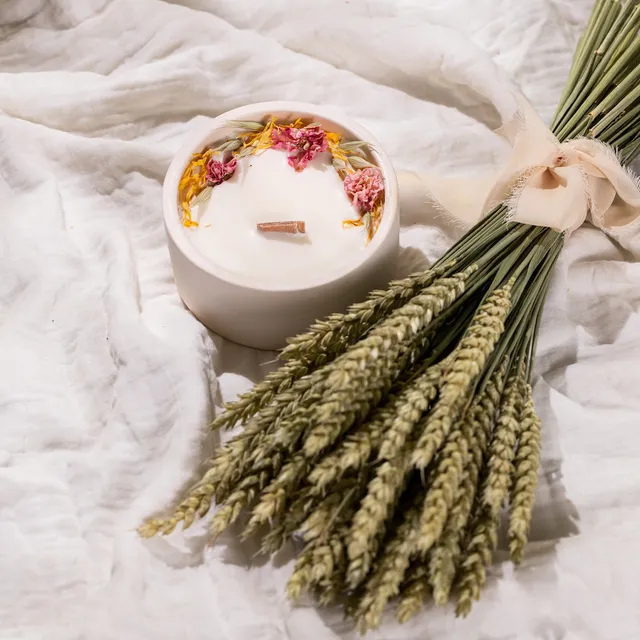 Flowrette Noces de Froment coffret blé bougie