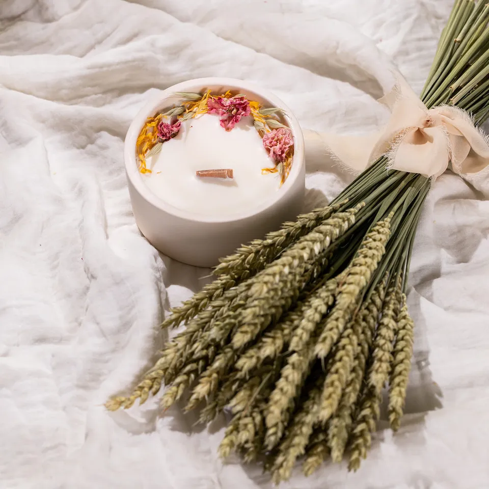 Flowrette Noces de Froment coffret blé bougie