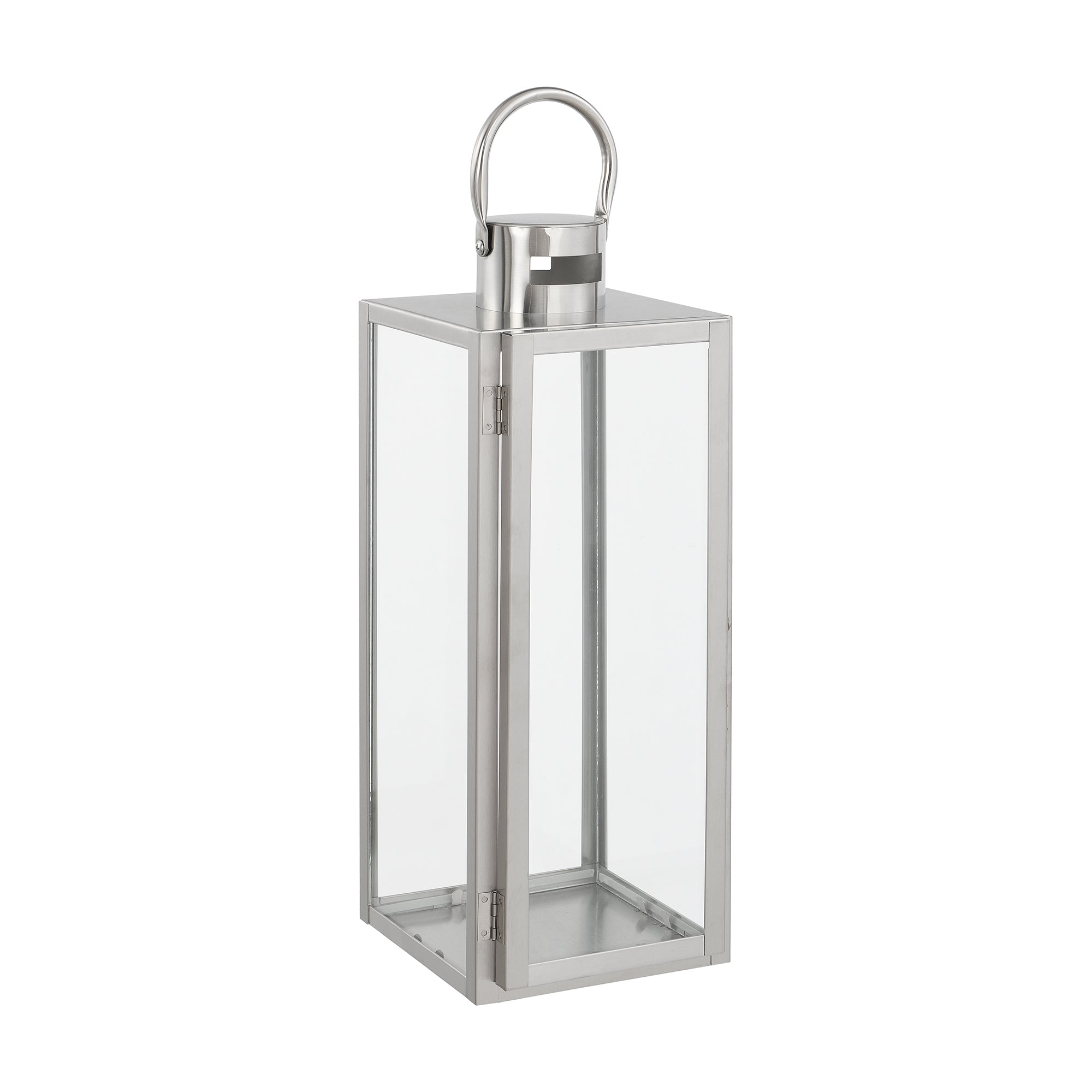 Sia Zaka lanterne acier argenté 39 cm verre