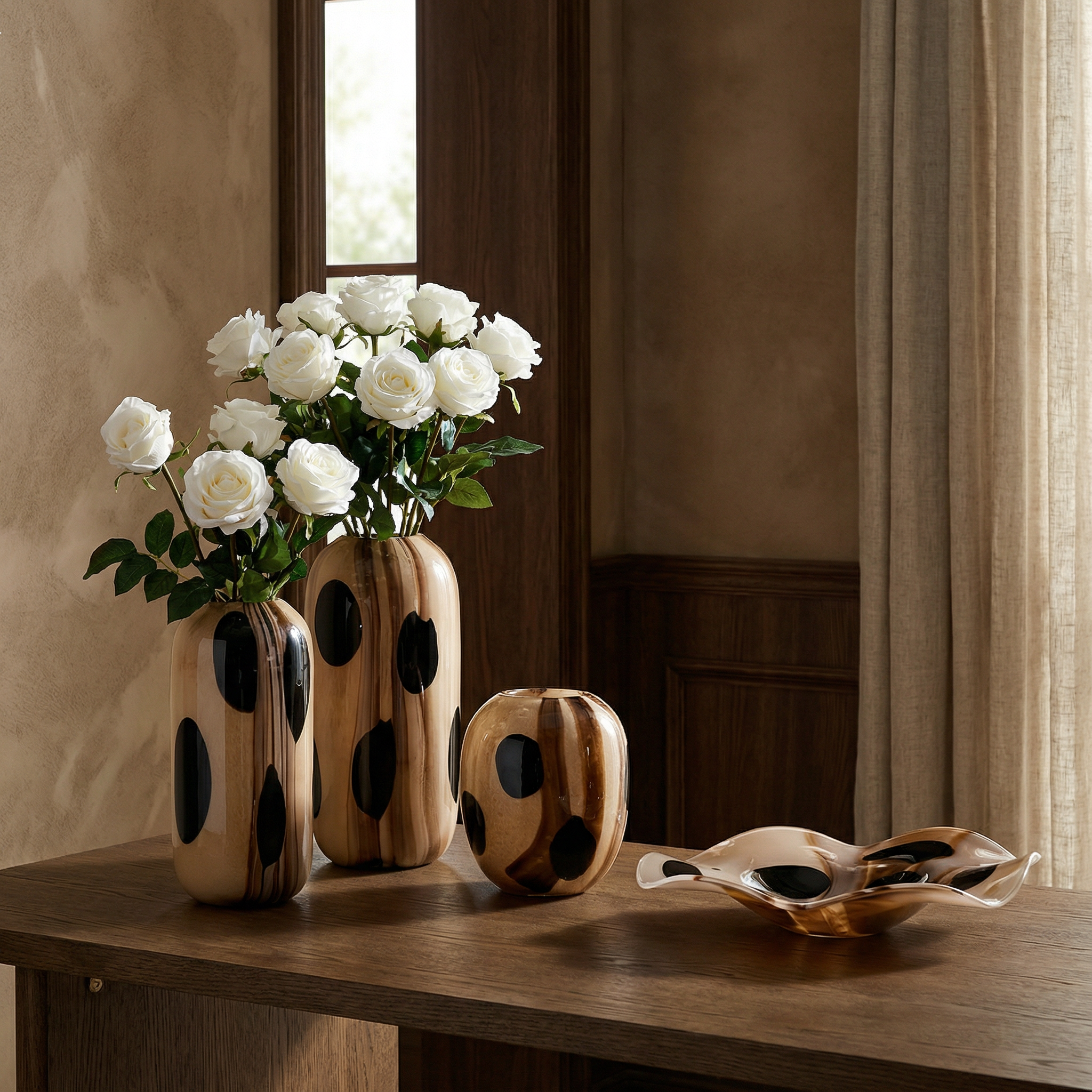 Sia Home Dots vase verre soufflé beige 38 cm
