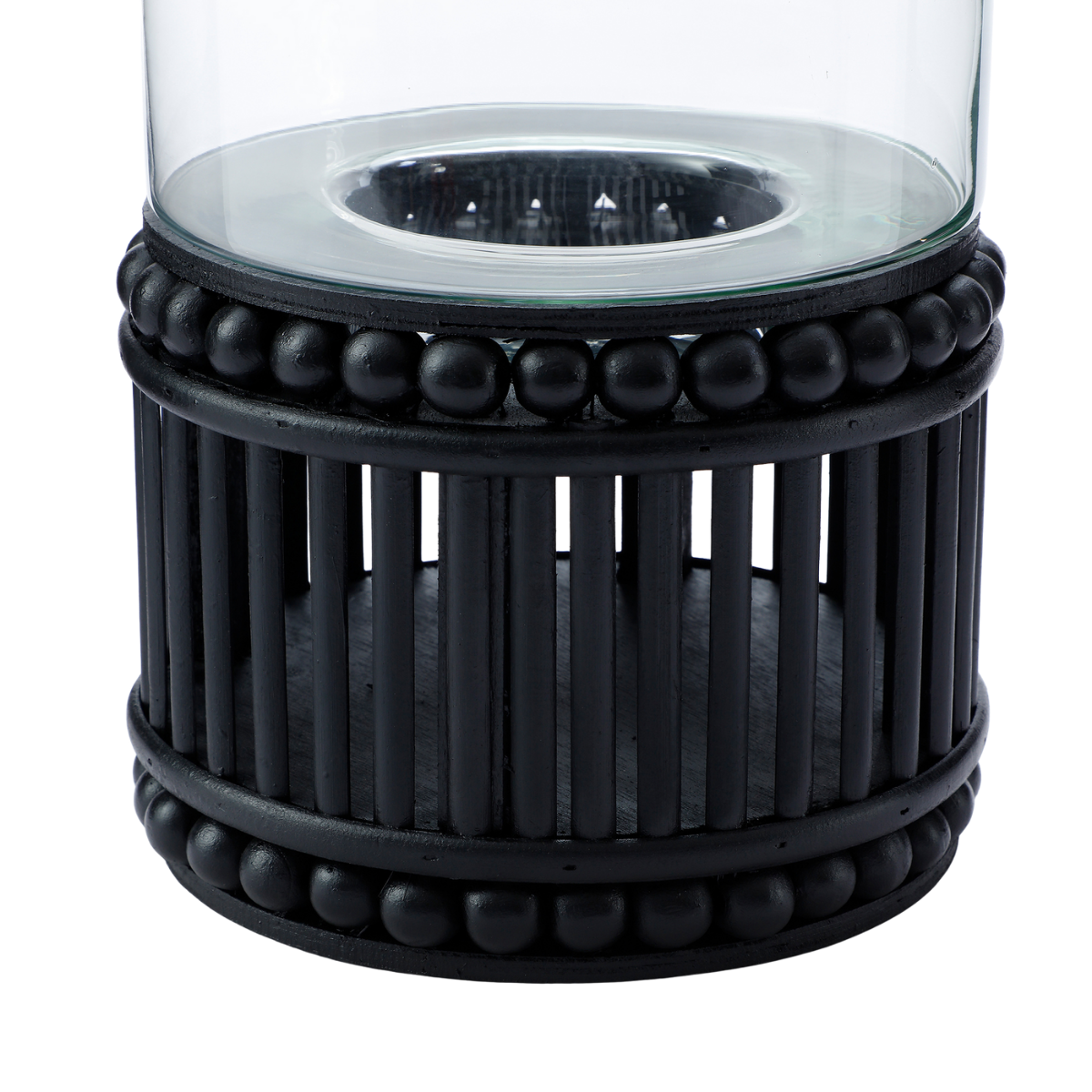 Sia Home Perline porte-bougie bois noir 35,5 cm rotin