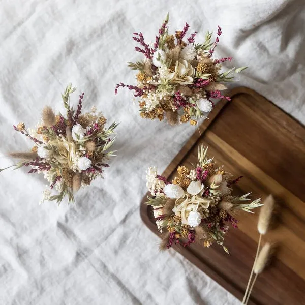 Flowrette Rivoli trio bouquets fleurs séchées + vases