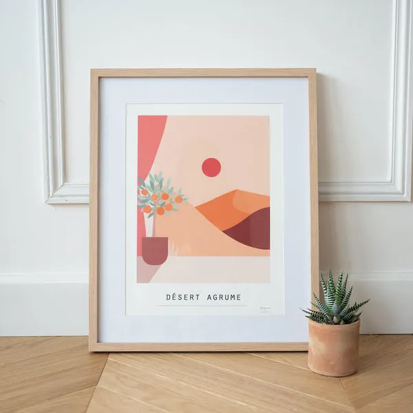 Flowrette Citrum Affiche désert orange fleurs vacances
