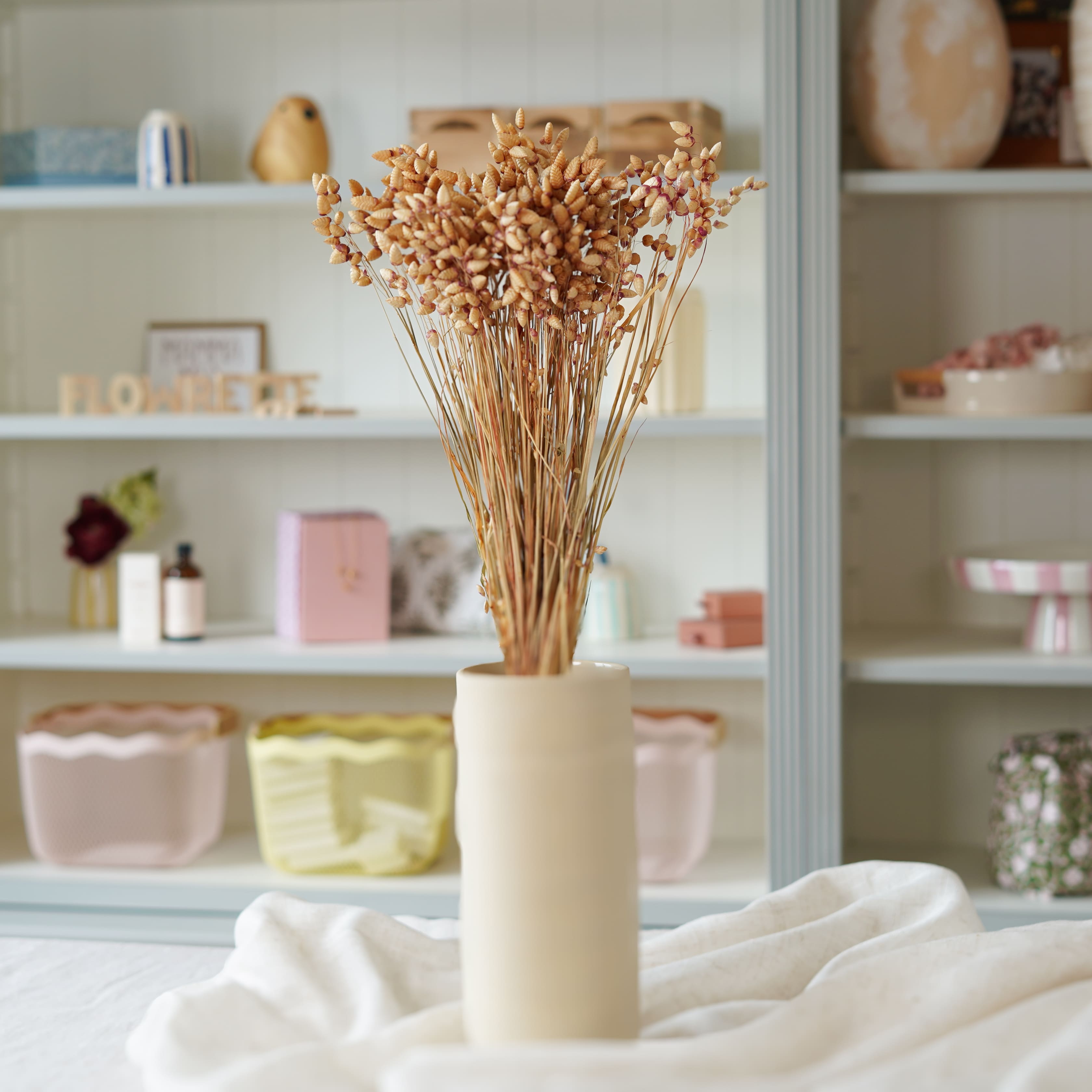 Flowrette Briza Maxima Classique fleurs séchées botte beige